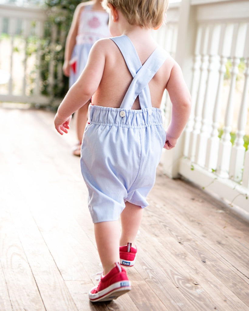 Patriotic Embroidered Shortall with Red Pockets- FINAL SALE