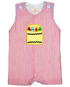 Crayon Pocket Red Seersucker Shortall- FINAL SALE Smockingbird