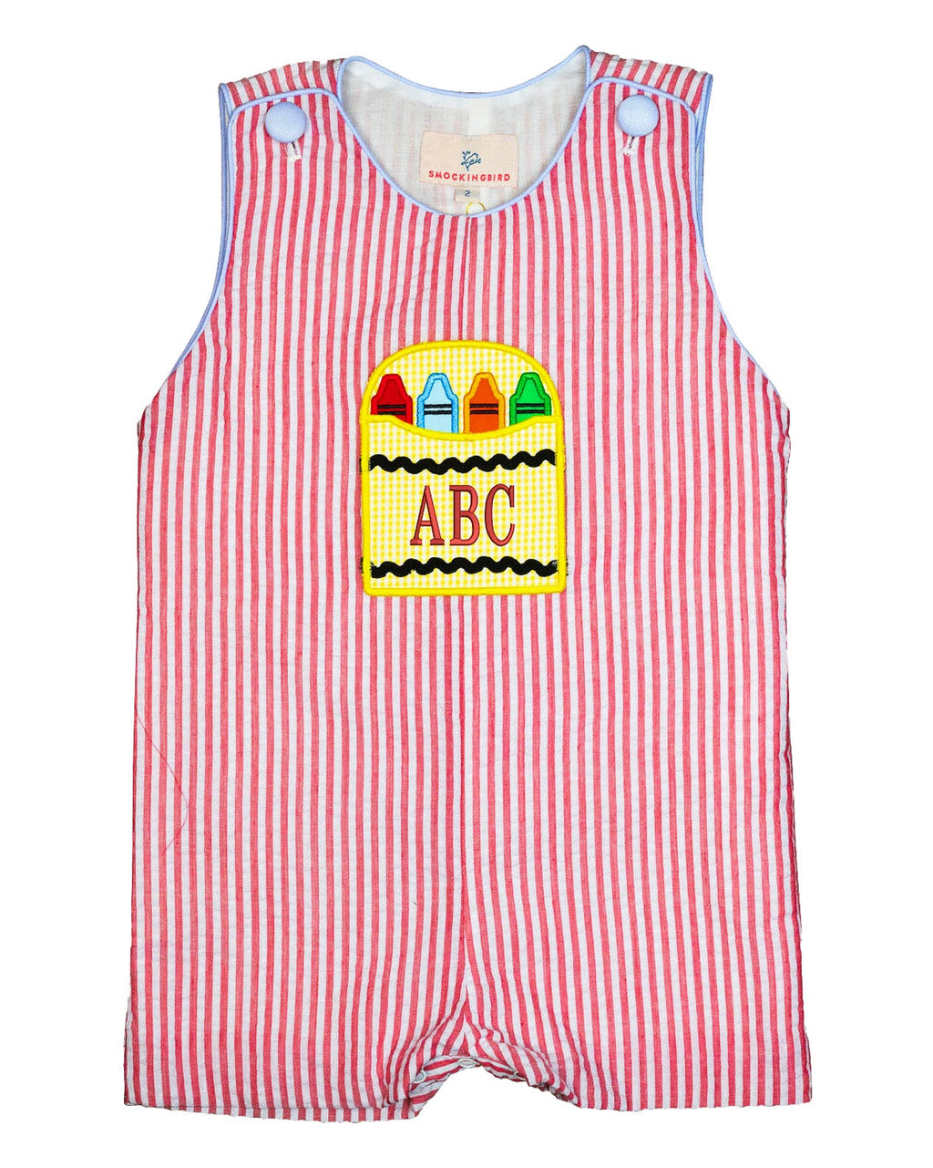 Crayon Pocket Red Seersucker Shortall- FINAL SALE