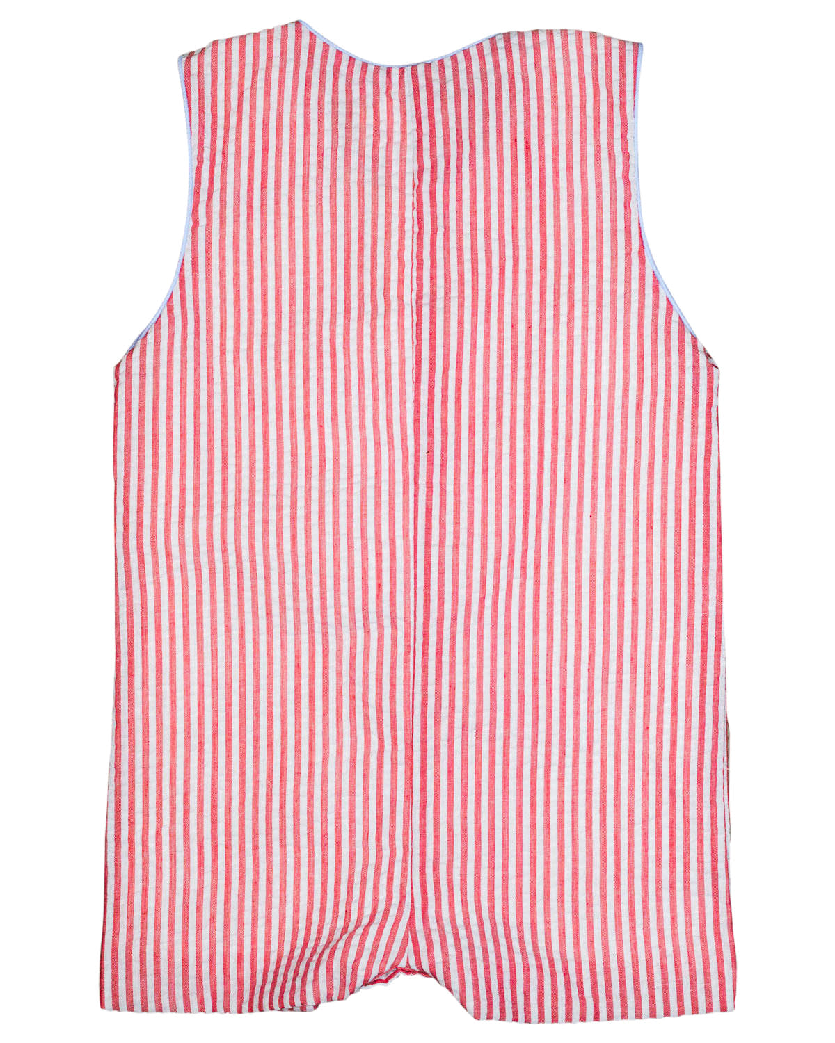Crayon Pocket Red Seersucker Shortall- FINAL SALE