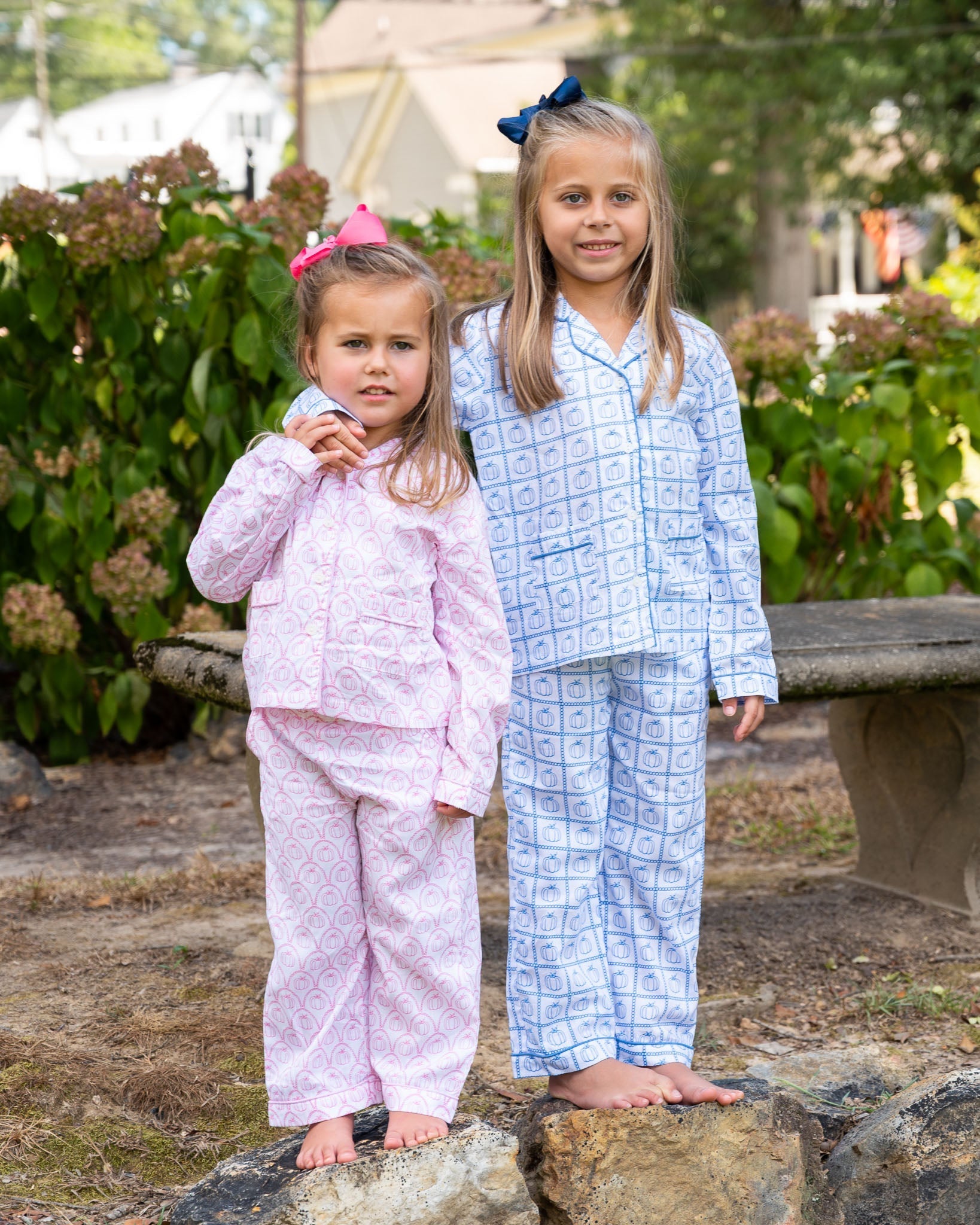 Blue Pumpkin Check Print Pajama Set- FINAL SALE Smockingbird