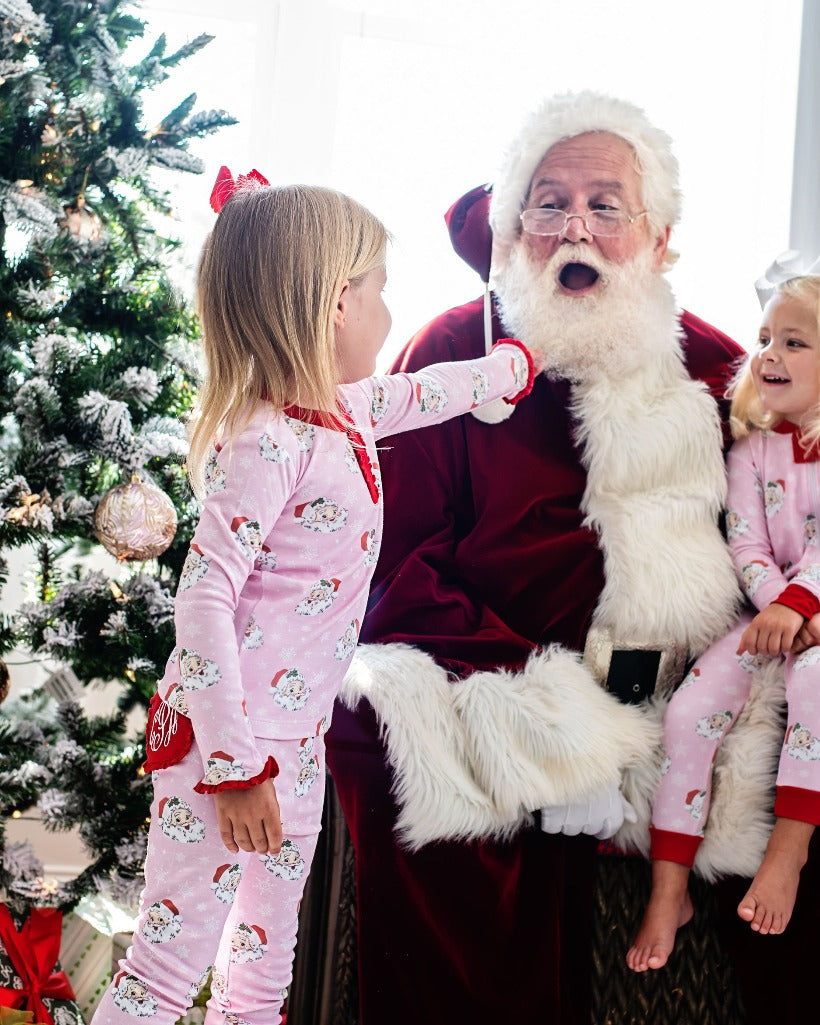 Vintage Santa Pink Knit Pajama Set-FINAL SALE Smockingbird