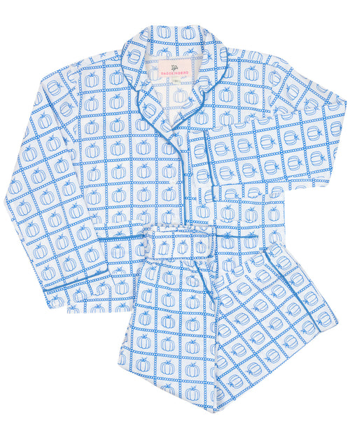 Blue Pumpkin Check Print Pajama Set- FINAL SALE Smockingbird