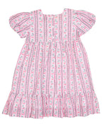 Ghost Stripe with Silver Lurex Dress- FINAL SALE Smockingbird