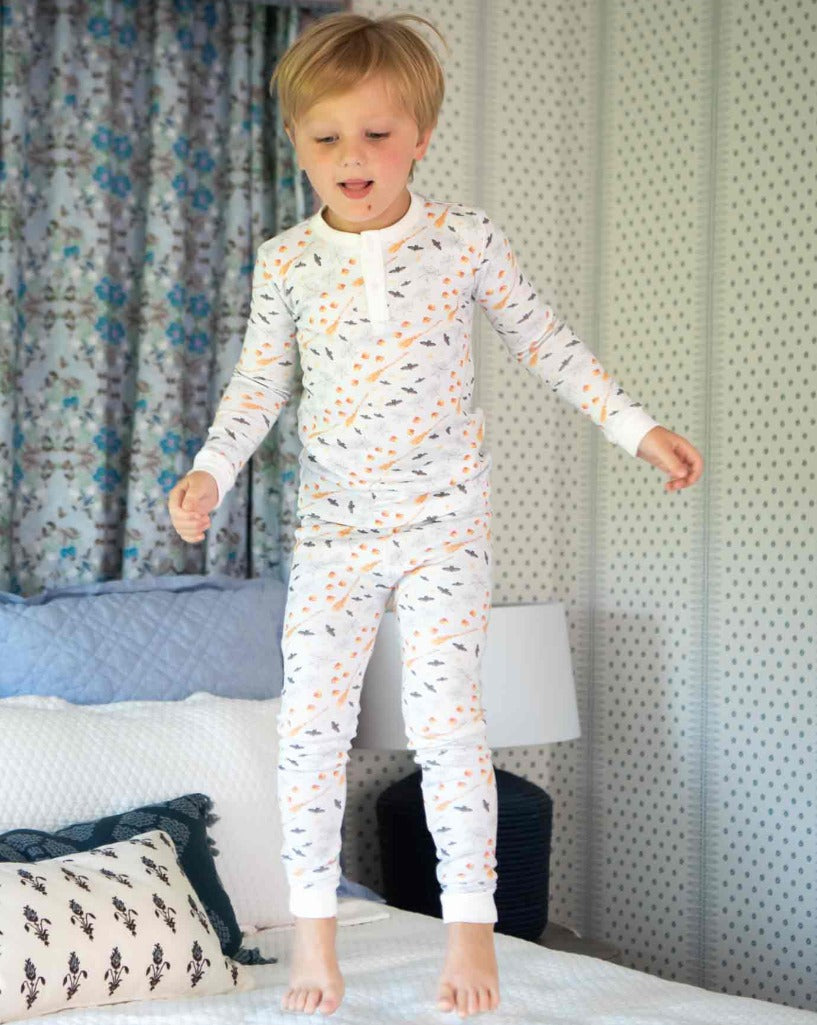 Hocus Pocus Halloween Pajama Set in Blue- FINAL SALE Smockingbird