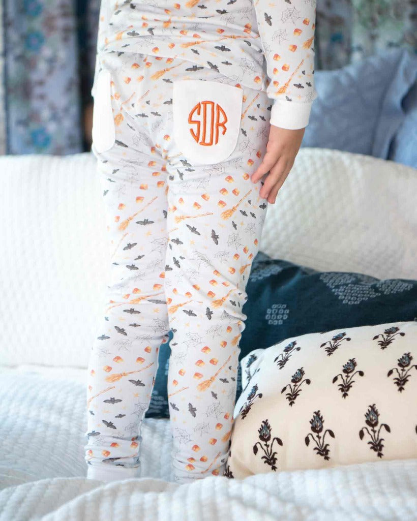 Hocus Pocus Halloween Pajama Set in Blue- FINAL SALE Smockingbird