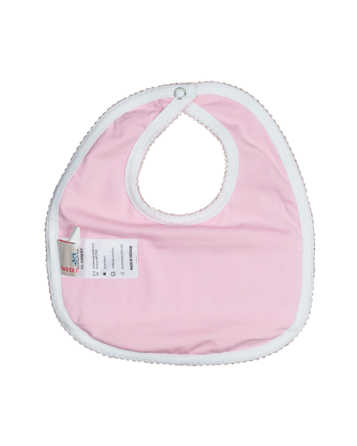 Geometric Smocked Pink Knit Bib Smockingbird