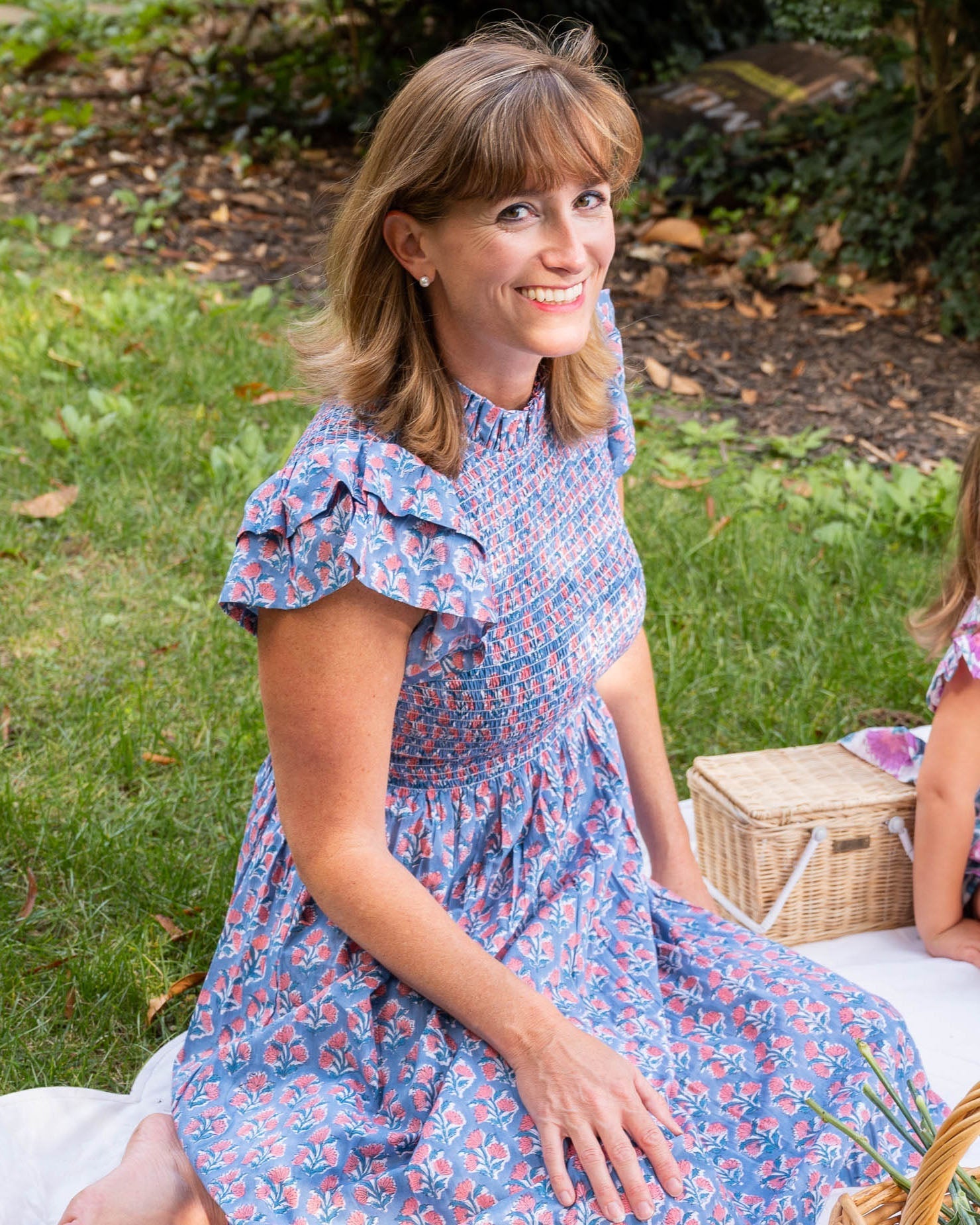 Periwinkle Floral Grace Ladies Dress Smockingbird