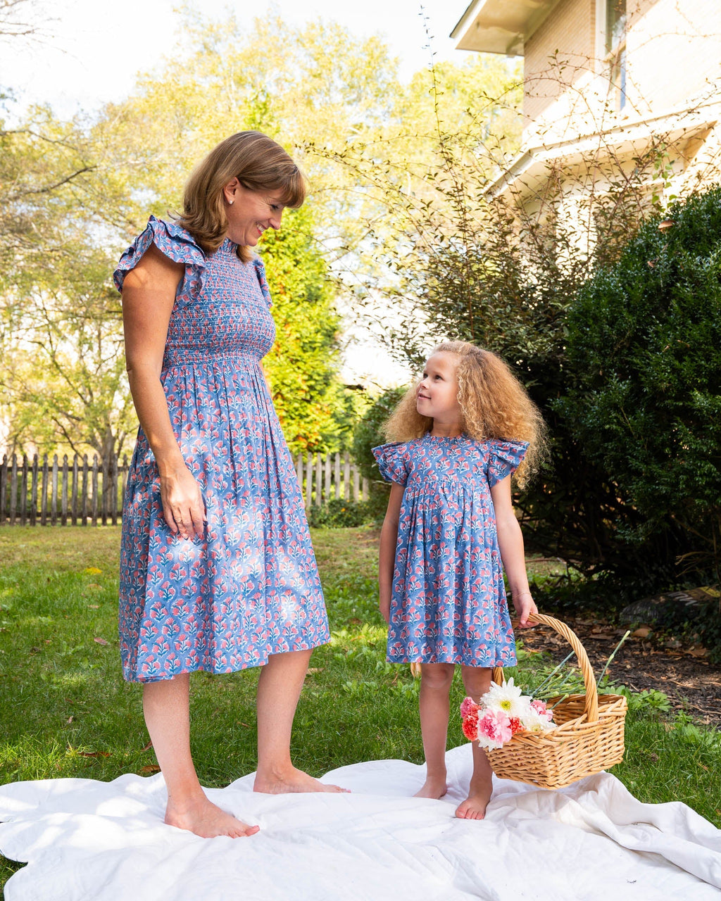 Periwinkle Floral Grace Ladies Dress Smockingbird