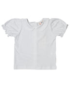 White Knit Girls Short Sleeve Shirt Smockingbird