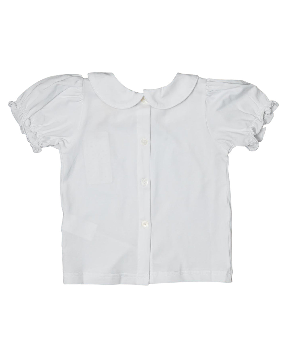 White Knit Girls Short Sleeve Shirt Smockingbird