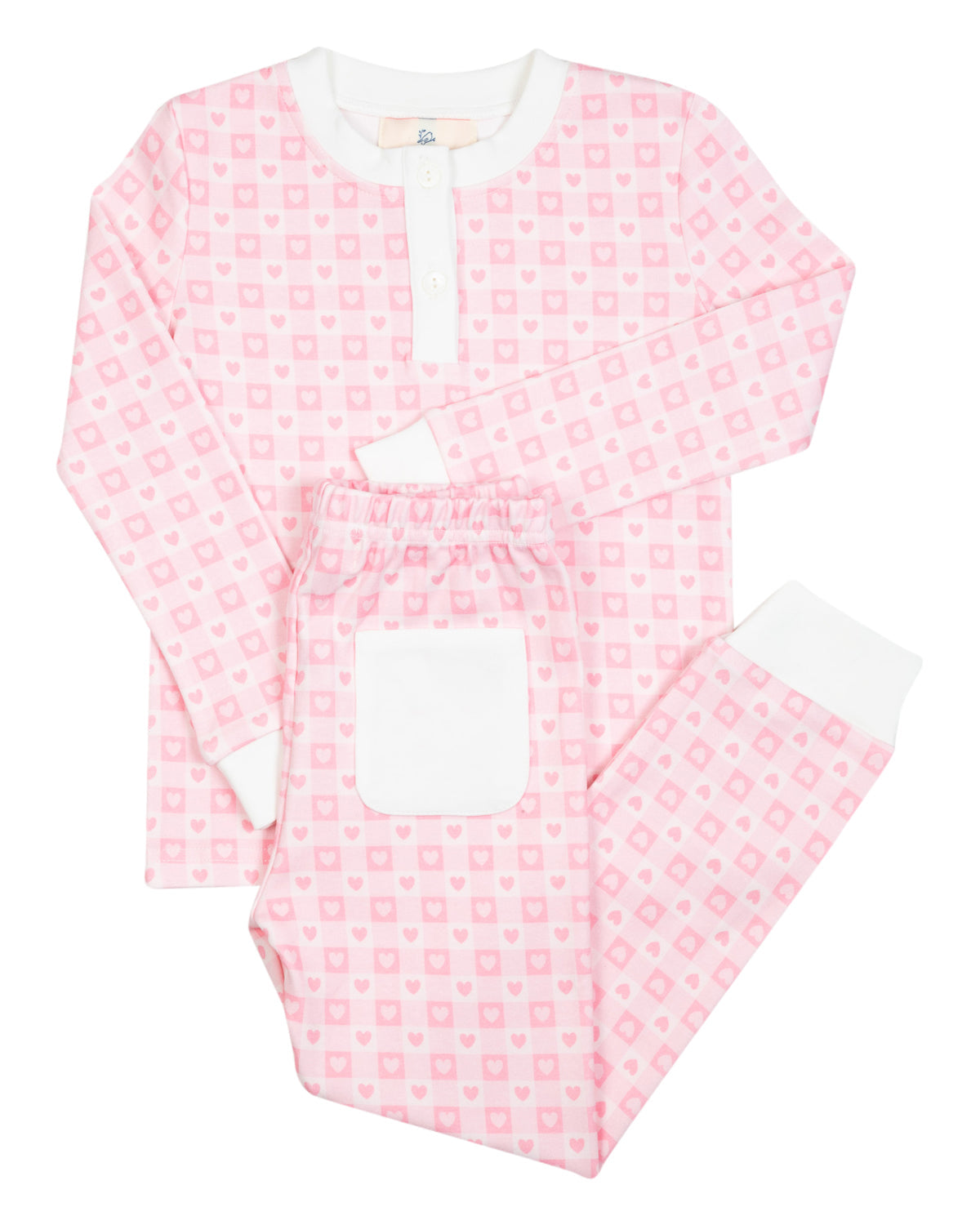 Pink Checked Hearts Knit Pajama Set- FINAL SALE