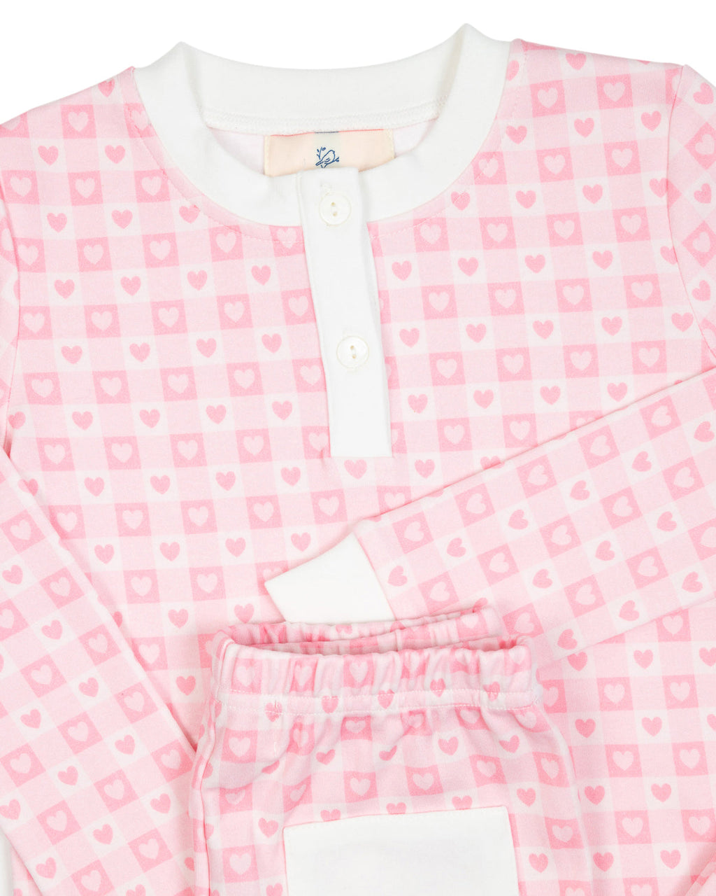 Pink Checked Hearts Knit Pajama Set- FINAL SALE