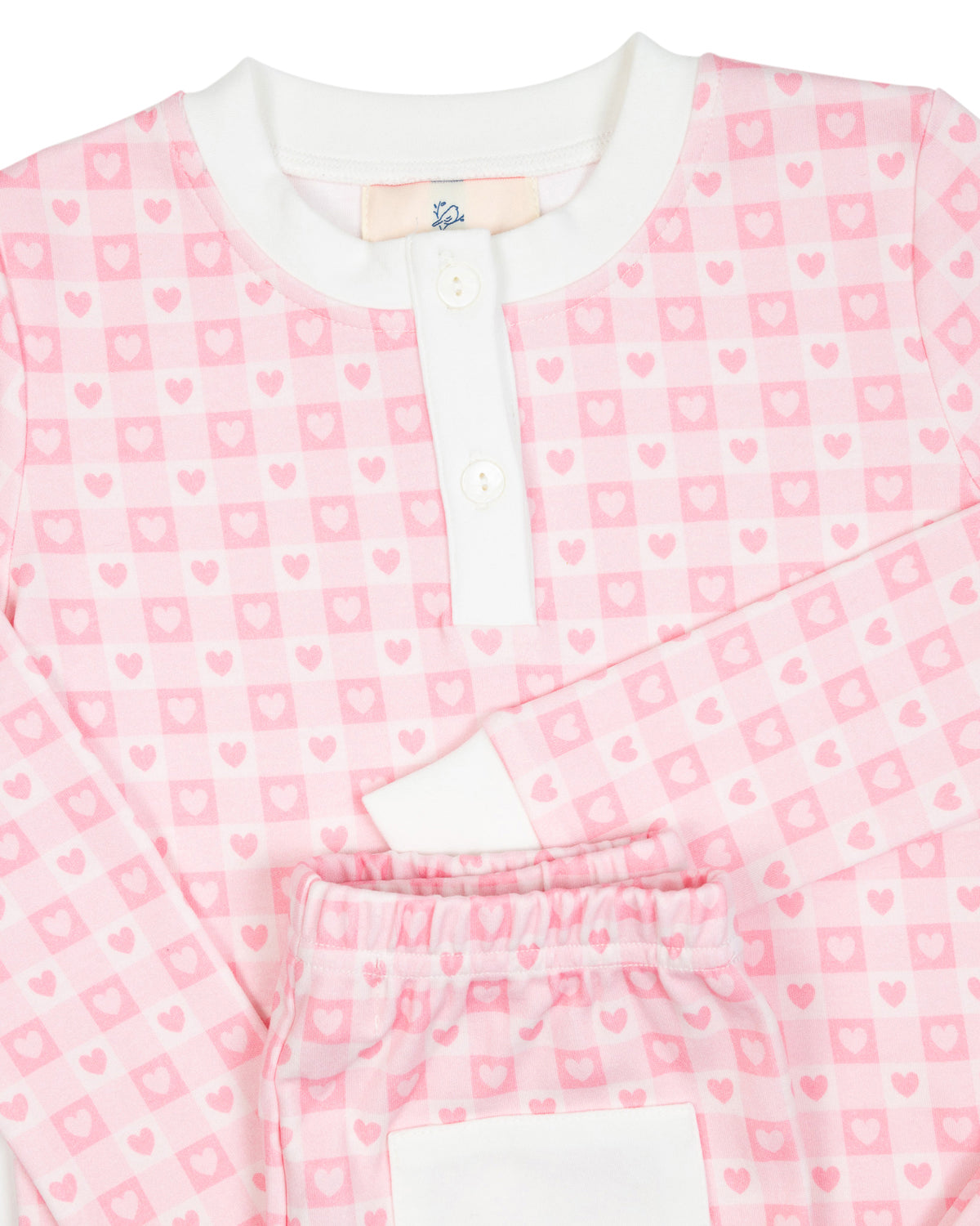 Pink Checked Hearts Knit Pajama Set- FINAL SALE