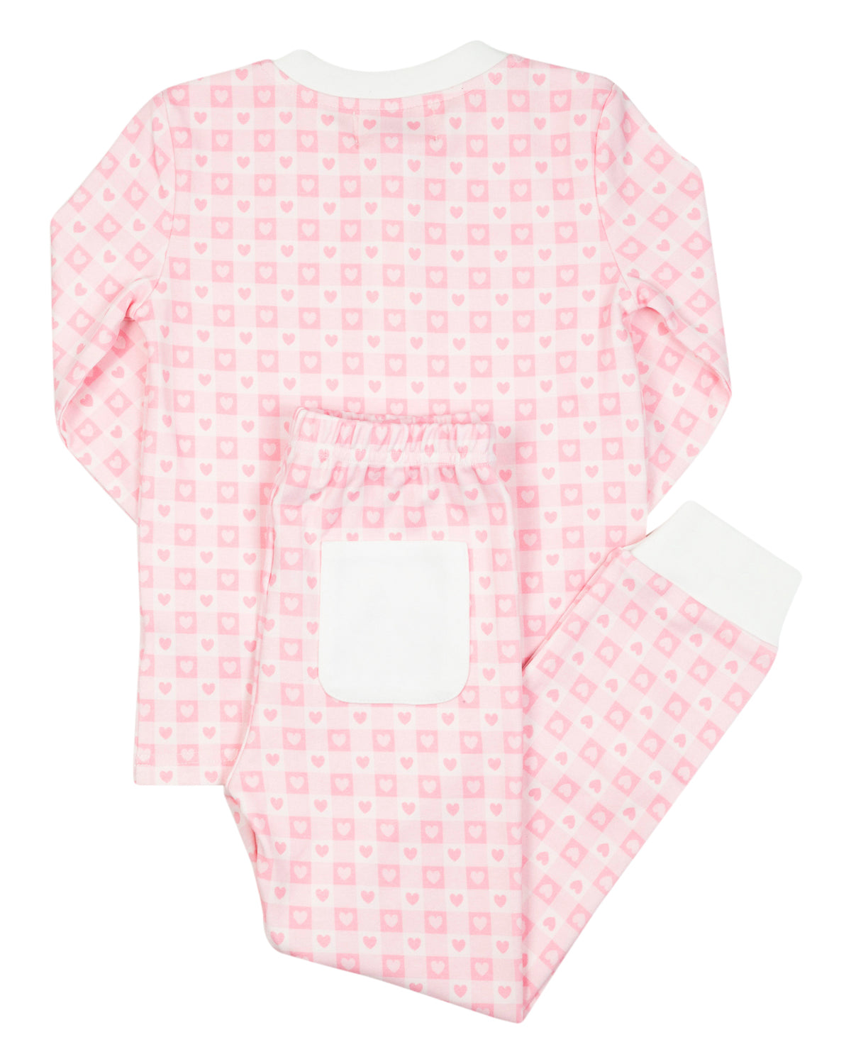 Pink Checked Hearts Knit Pajama Set- FINAL SALE