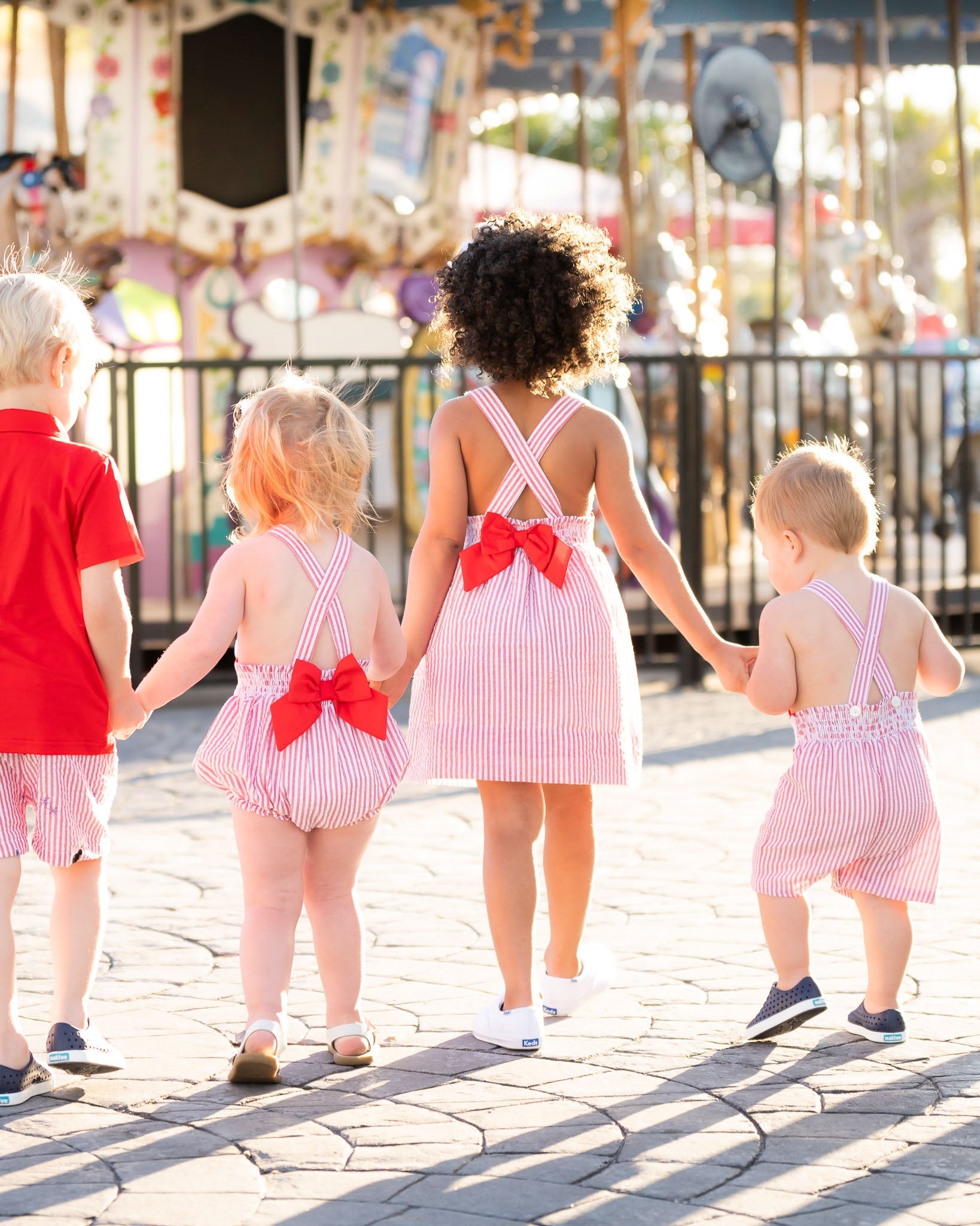 Magical Mouse Red Seersucker Shortall- FINAL SALE