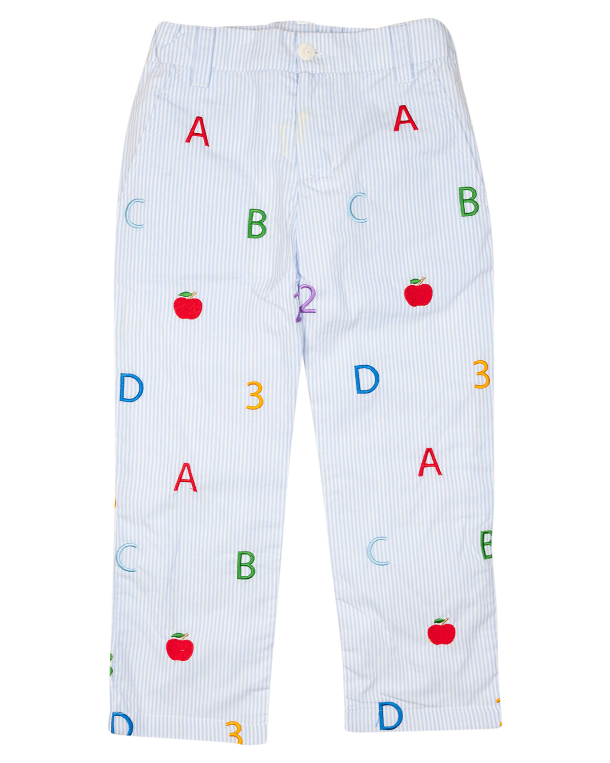 ABC 123 Embroidered Pants- FINAL SALE Smockingbird
