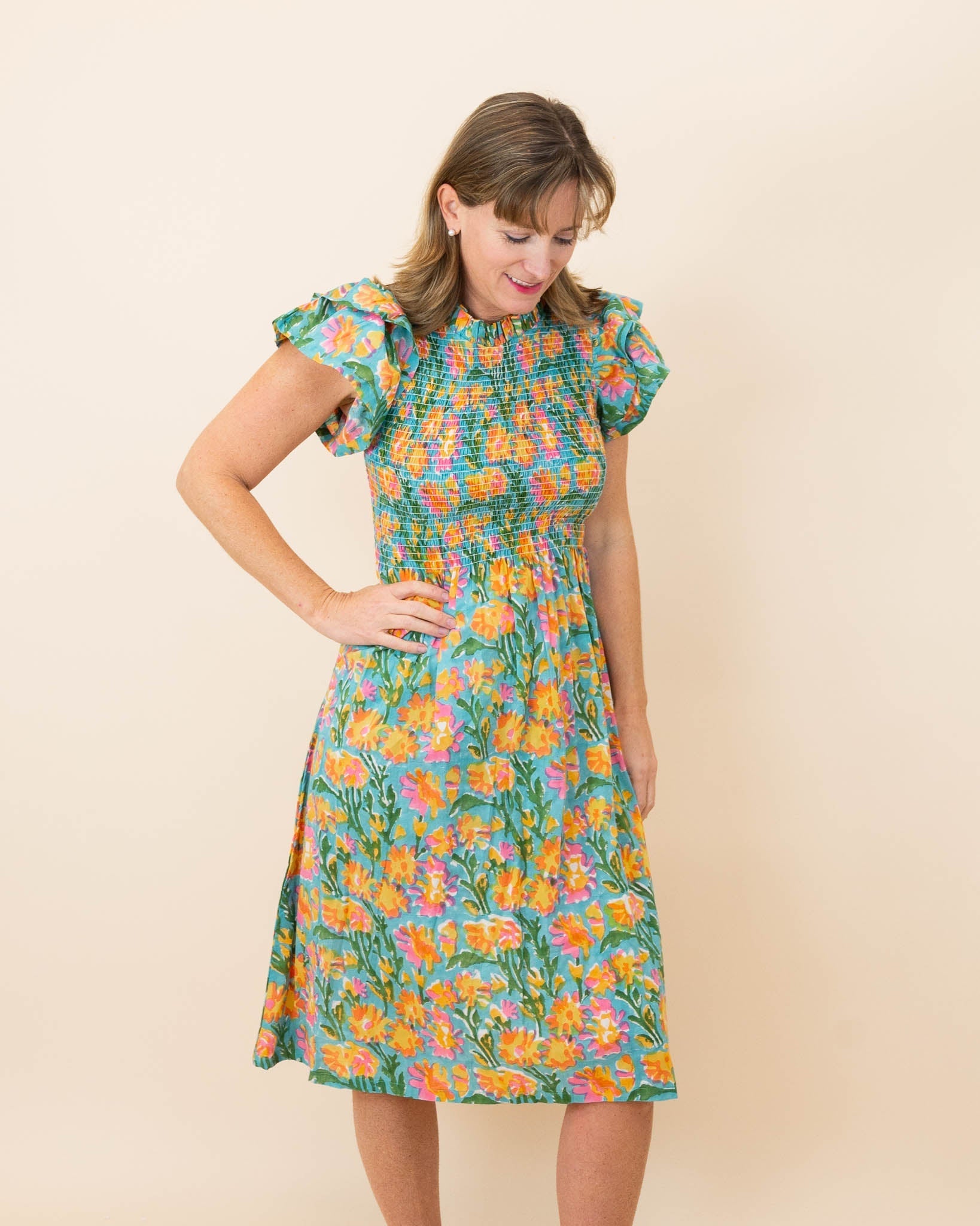 Tropical Floral Grace Ladies Dress- FINAL SALE Smockingbird