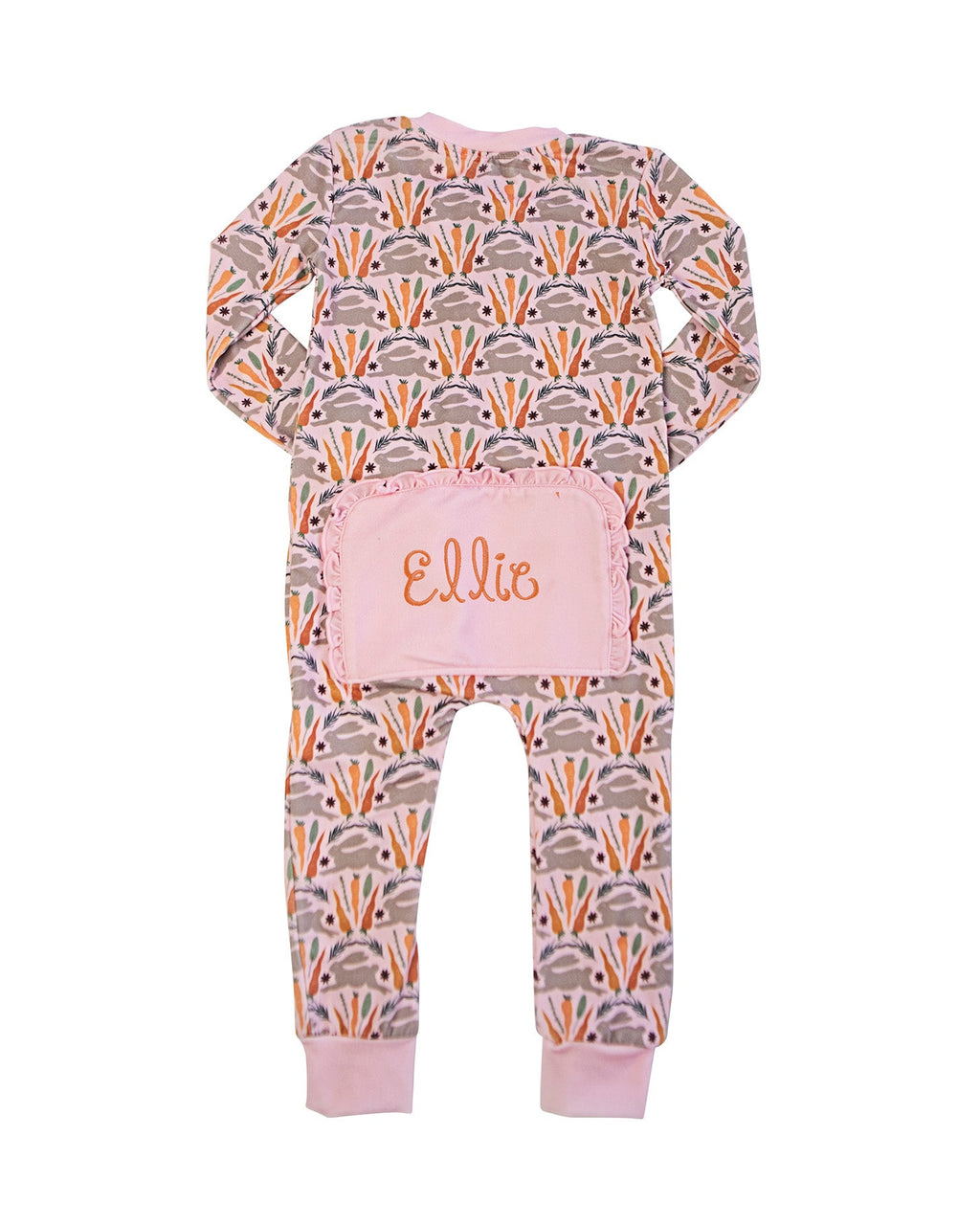Spring Bunnies Pink Pima Cotton Zip Up Pajamas-FINAL SALE