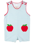 Light Blue Apple Pocket Knit Shortall- FINAL SALE Smockingbird