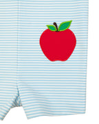 Light Blue Apple Pocket Knit Shortall- FINAL SALE Smockingbird