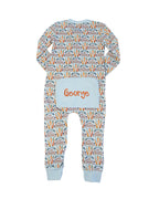 Spring Bunnies Blue Pima Cotton Zip Up Pajamas-FINAL SALE Smockingbird