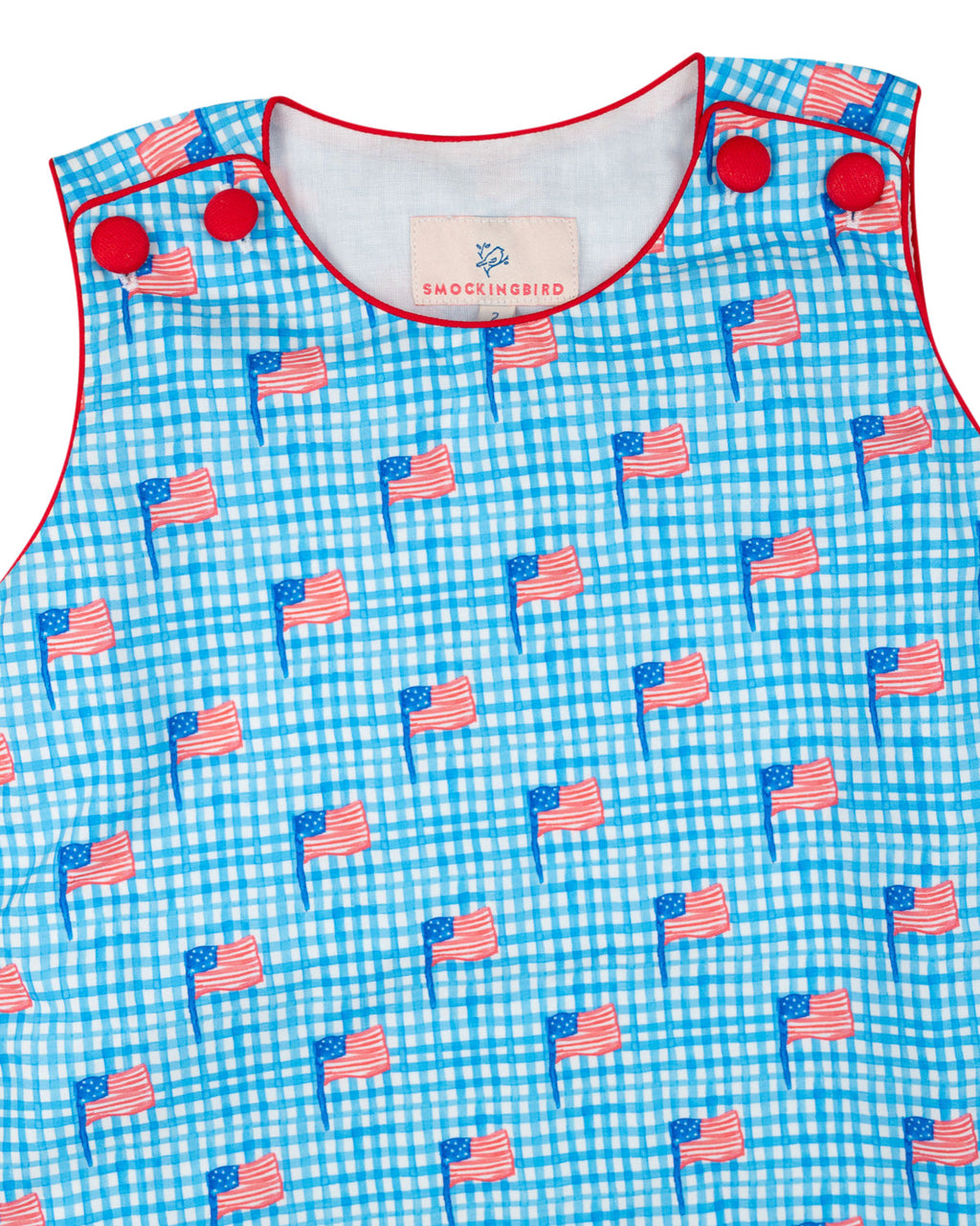 American Flag Gingham Print Shortall- FINAL SALE
