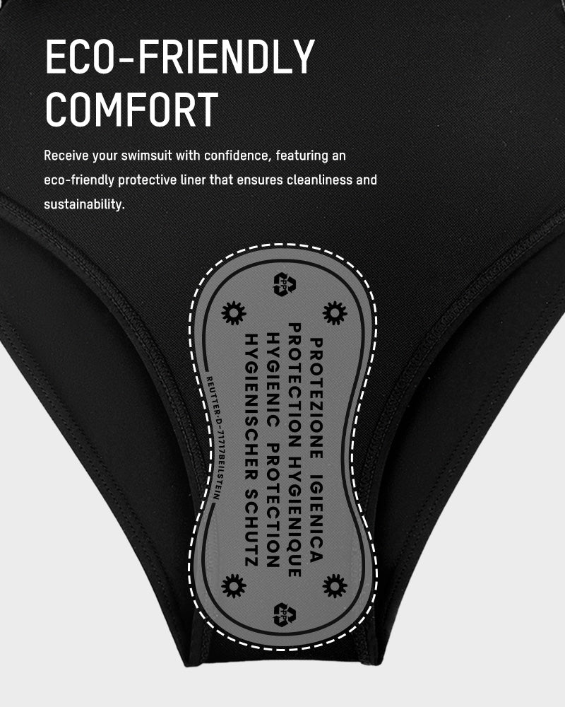 Two-Piece Deep Plunge Swimsuit with Halter Bra Overlay SheCurve