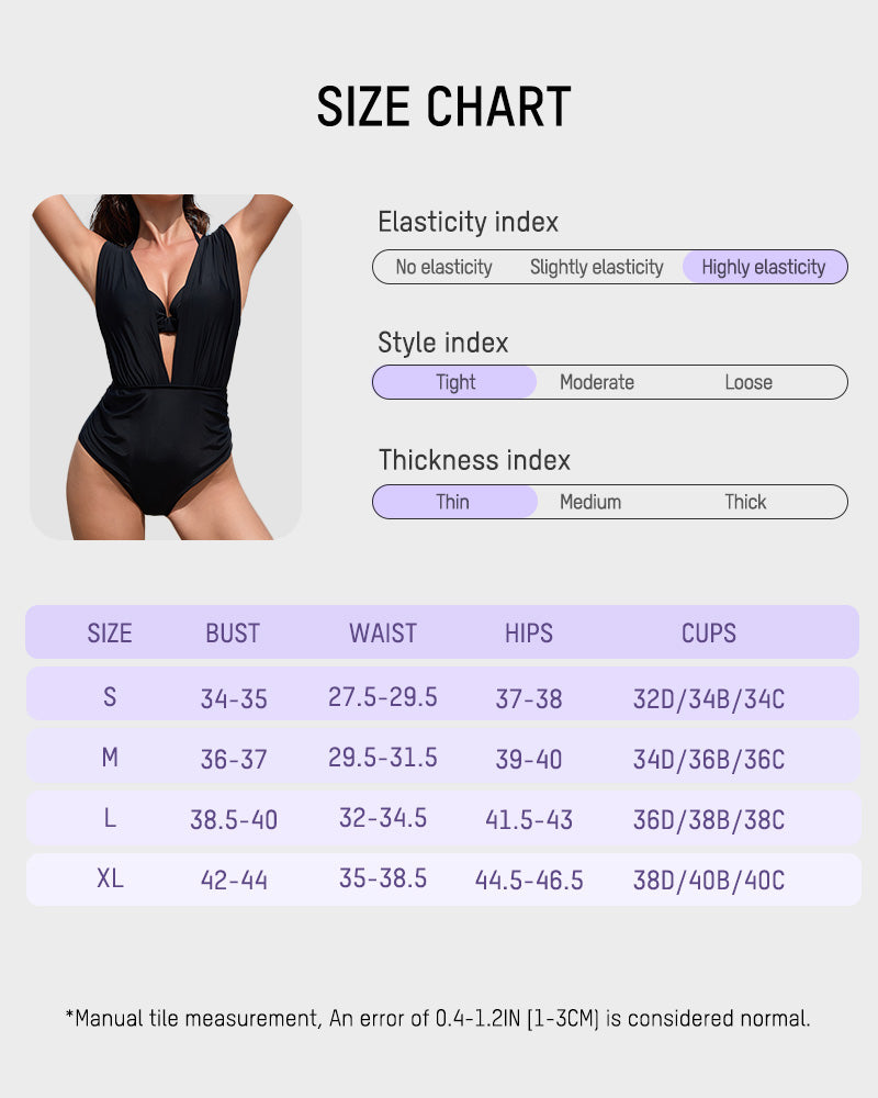 Two-Piece Deep Plunge Swimsuit with Halter Bra Overlay SheCurve