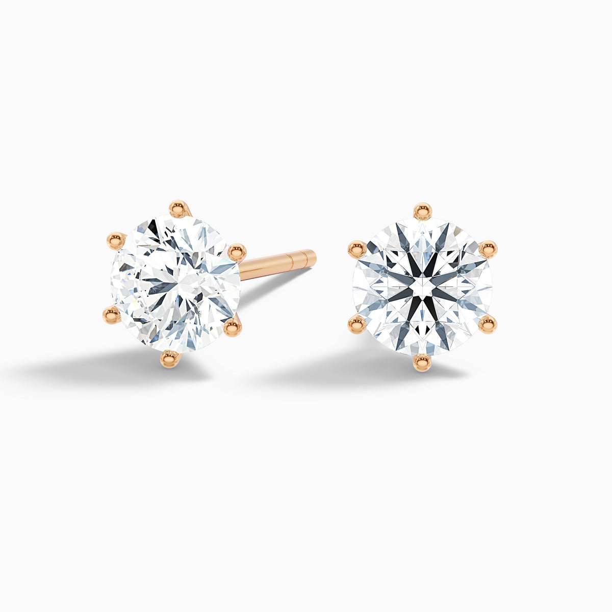 6 Claws Round Cut Moissanite Stud Diamond Earrings