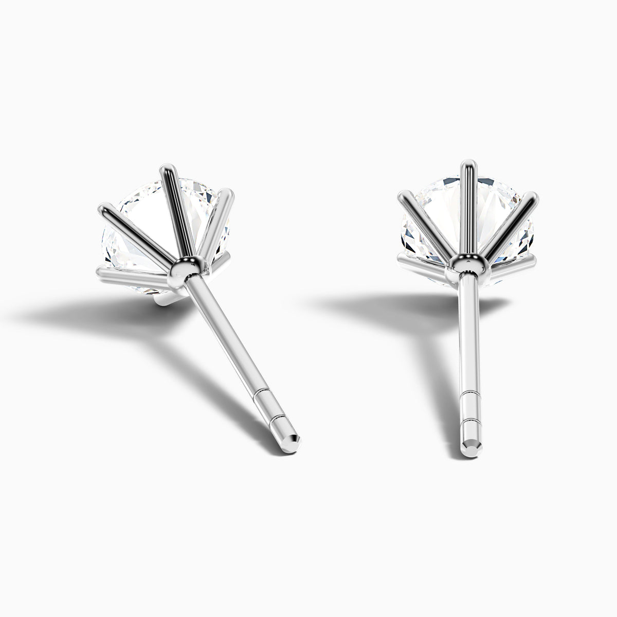 6 Claws Round Cut Moissanite Stud Diamond Earrings