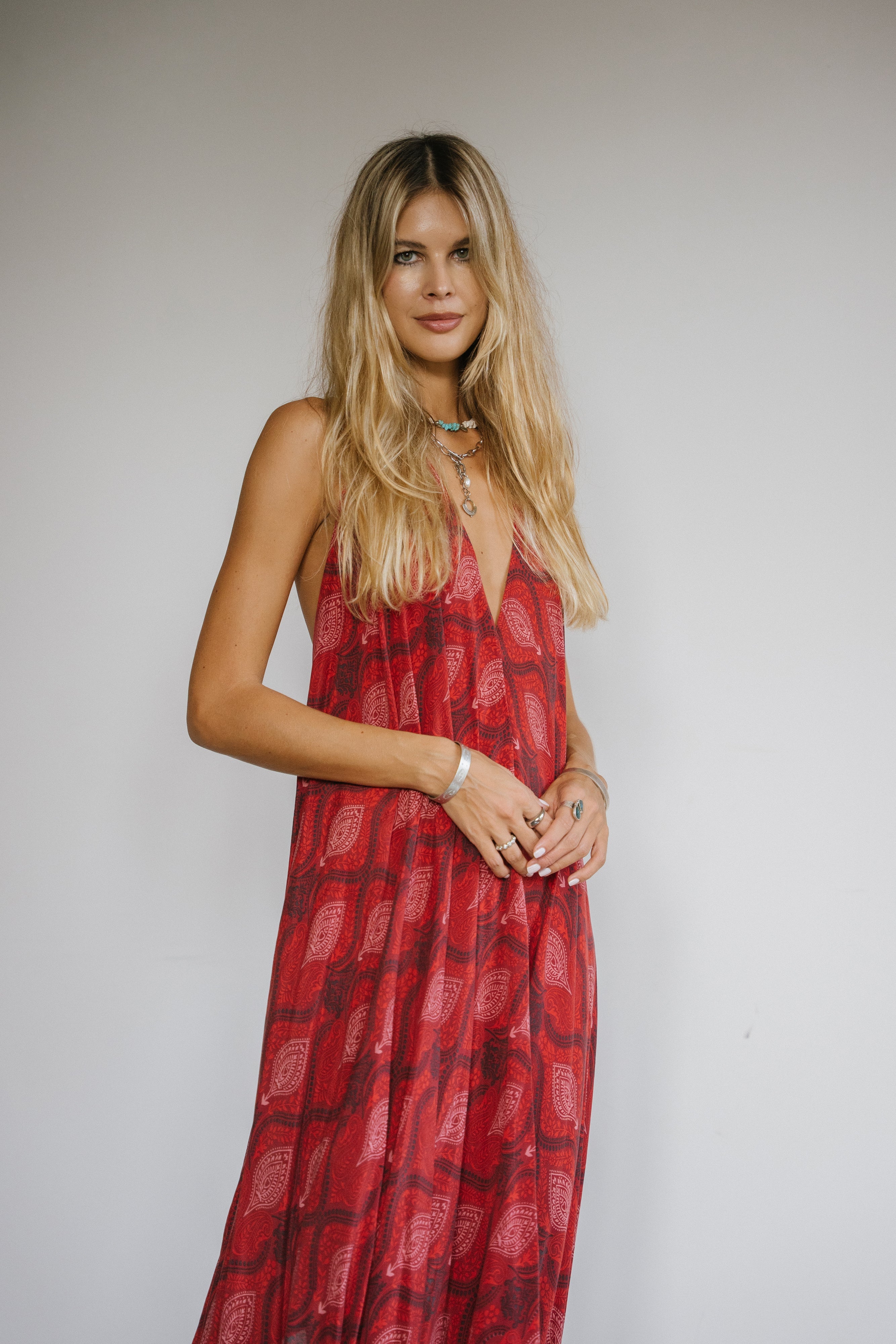 Sun Child Classic Silk Dress - Firecracker