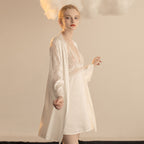 Luxurious Lace Satin Bridal Lingerie Set with Nightgown & Robe - 7 Colors Next Day Shipping SelenaHuanStudio