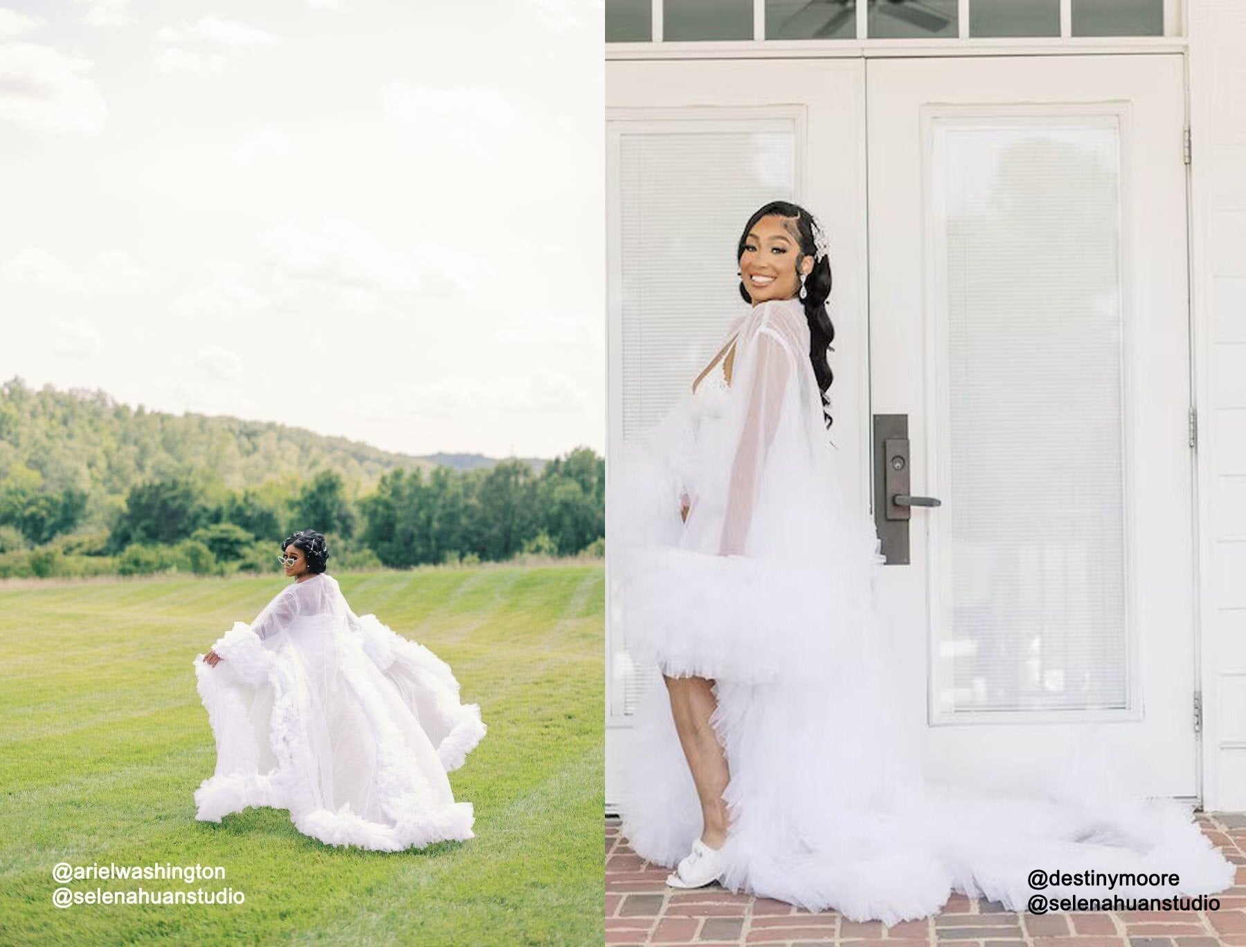 Tulle Ruffled Sleeves Fringe Multi-Color Custom Robe Dress for Theme Photo Shoot SelenaHuanStudio