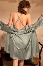 Luxurious Lace Satin Bridal Lingerie Set with Nightgown & Robe - 7 Colors Next Day Shipping SelenaHuanStudio