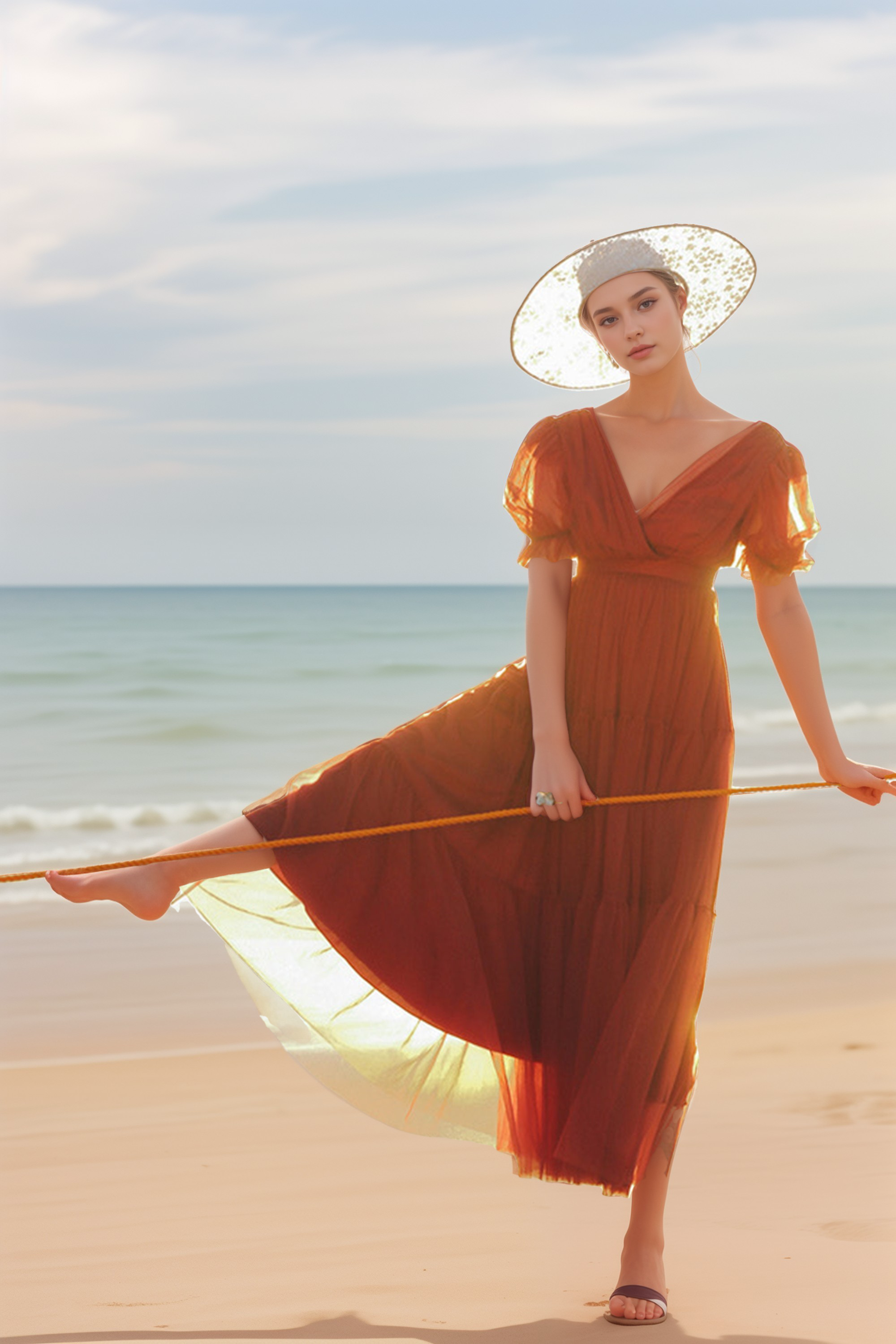Cape-shoulder short sleeves ruched bodice V-neck layered skirt long tulle prom dress SelenaHuanStudio