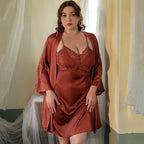Luxurious Lace Satin Bridal Lingerie Set with Nightgown & Robe - 7 Colors Next Day Shipping SelenaHuanStudio
