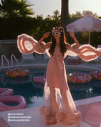 2-Layer Thick Feather Tulle Robe Set – Luxury Photoshoot / Holiday Glam Gown (Multi-Color) SelenaHuanStudio