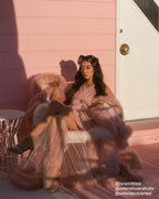 2-Layer Thick Feather Tulle Robe Set – Luxury Photoshoot / Holiday Glam Gown (Multi-Color) SelenaHuanStudio