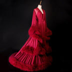 2-Layer Thick Feather Tulle Robe Set – Luxury Photoshoot / Holiday Glam Gown (Multi-Color) SelenaHuanStudio