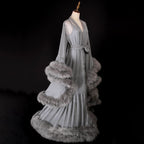 2-Layer Thick Feather Tulle Robe Set – Luxury Photoshoot / Holiday Glam Gown (Multi-Color) SelenaHuanStudio