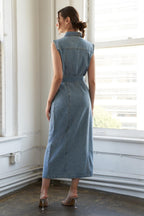 JUST FOLLOW ME DENIM MIDI DRESS Flying Tomato