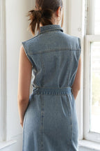 JUST FOLLOW ME DENIM MIDI DRESS Flying Tomato