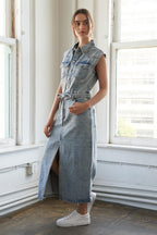 WILDFLOWER WHIMSY DENIM MIDI DRESS Flying Tomato