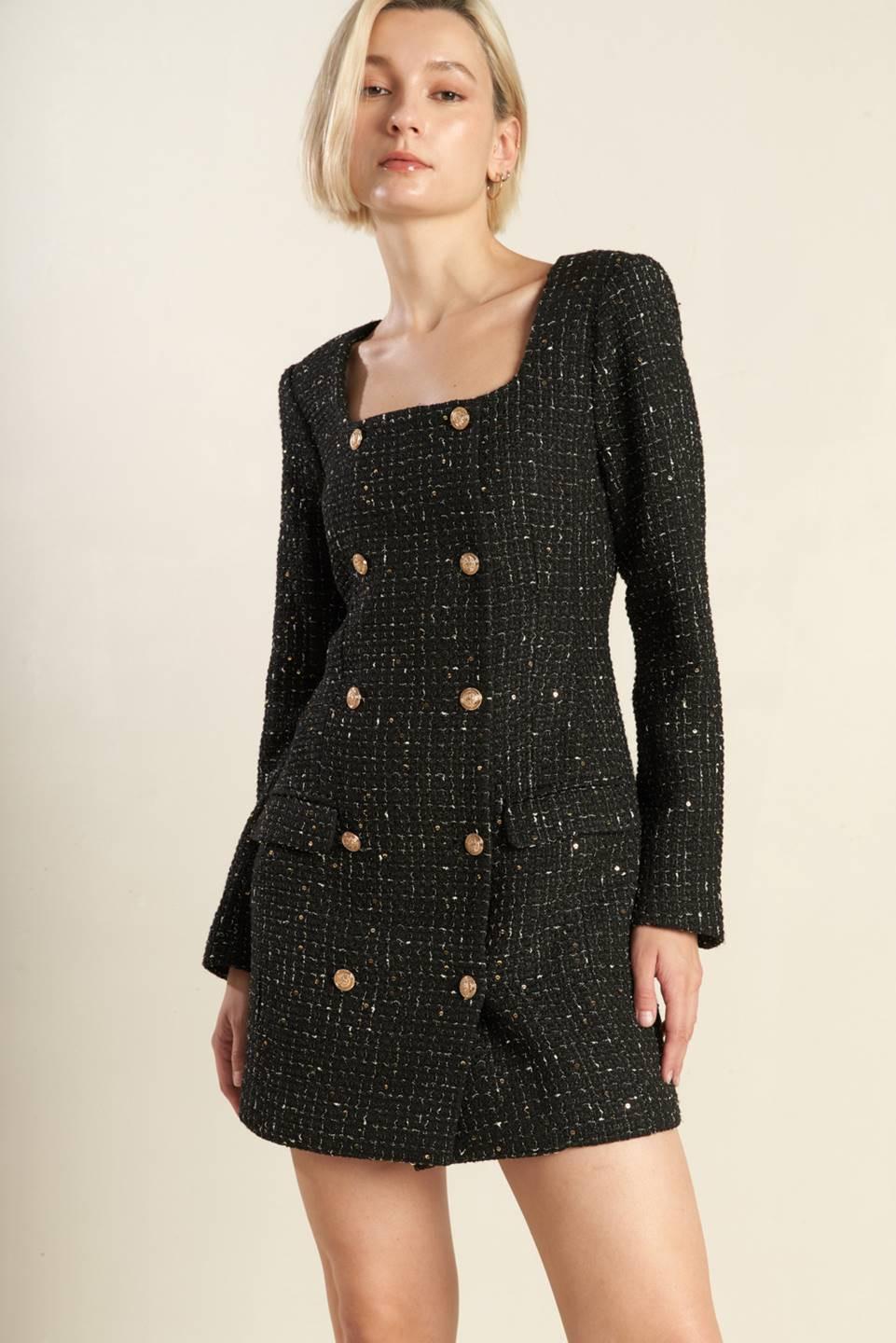 HEART UNBOUND TWEED MINI DRESS Flying Tomato