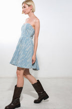 DELIGHTFULLY DAINTY DENIM MINI DRESS Flying Tomato