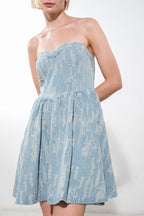 DELIGHTFULLY DAINTY DENIM MINI DRESS Flying Tomato