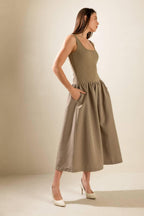 LIGHT UP THE SKY WOVEN MIDI DRESS Flying Tomato