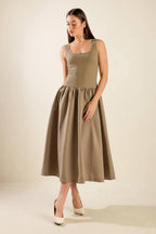 LIGHT UP THE SKY WOVEN MIDI DRESS Flying Tomato