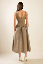 LIGHT UP THE SKY WOVEN MIDI DRESS Flying Tomato
